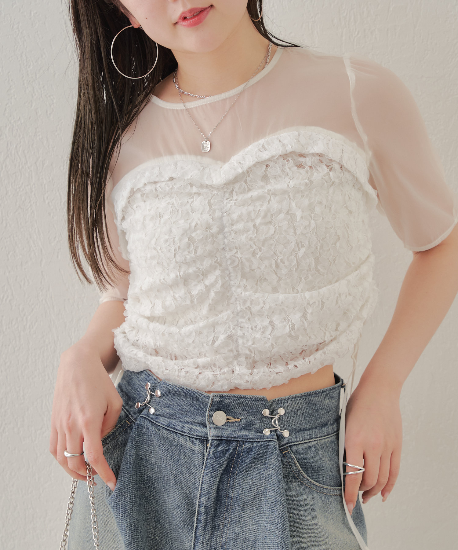 H491◾️ヘルムートラング　シアーストレッチチュール　トップス H491◾️ヘルムートラング シアーストレッチチュール トップス