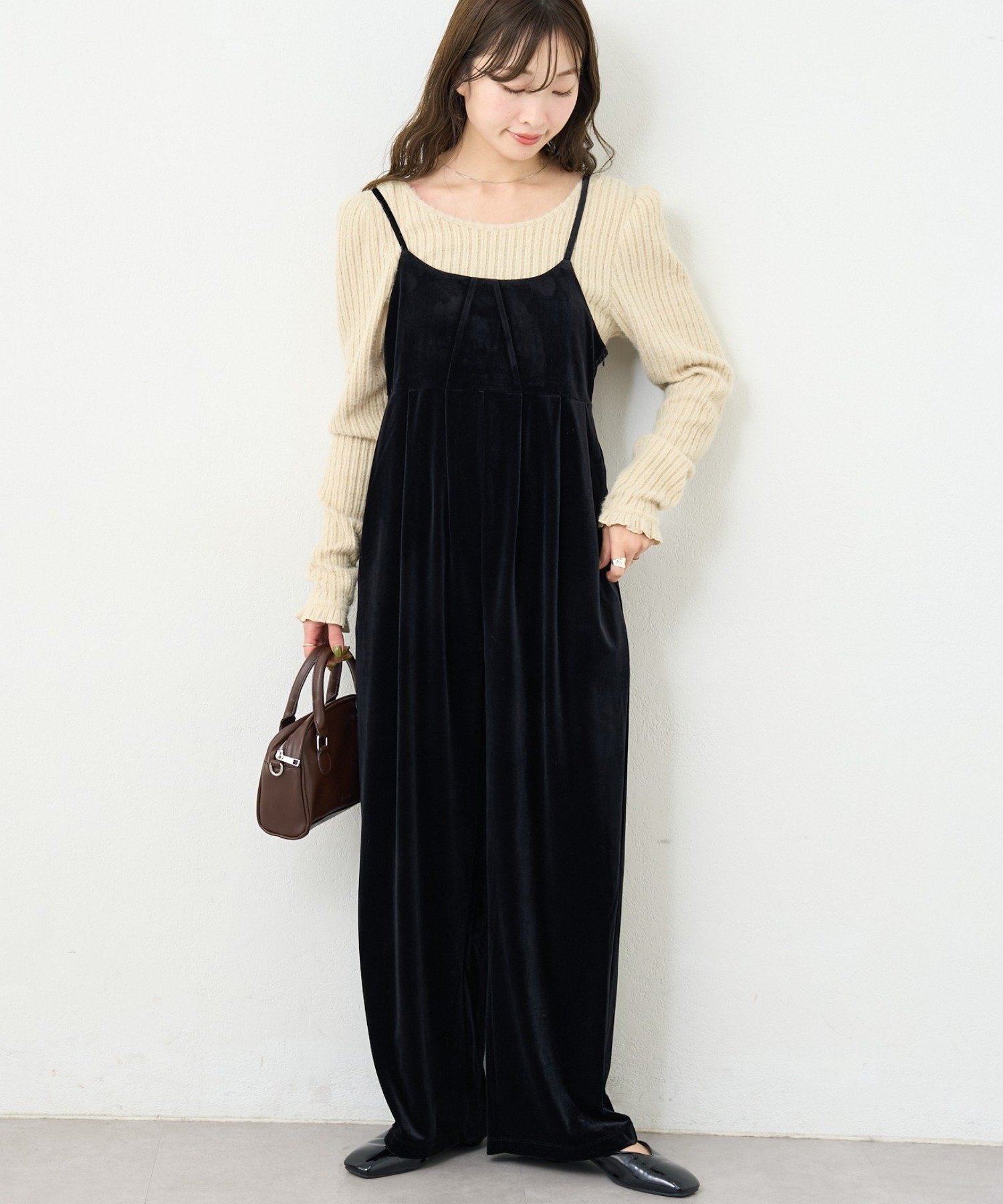 BLK | 【Kastane】B ベロアサロペット | PAL GROUP OUTLET