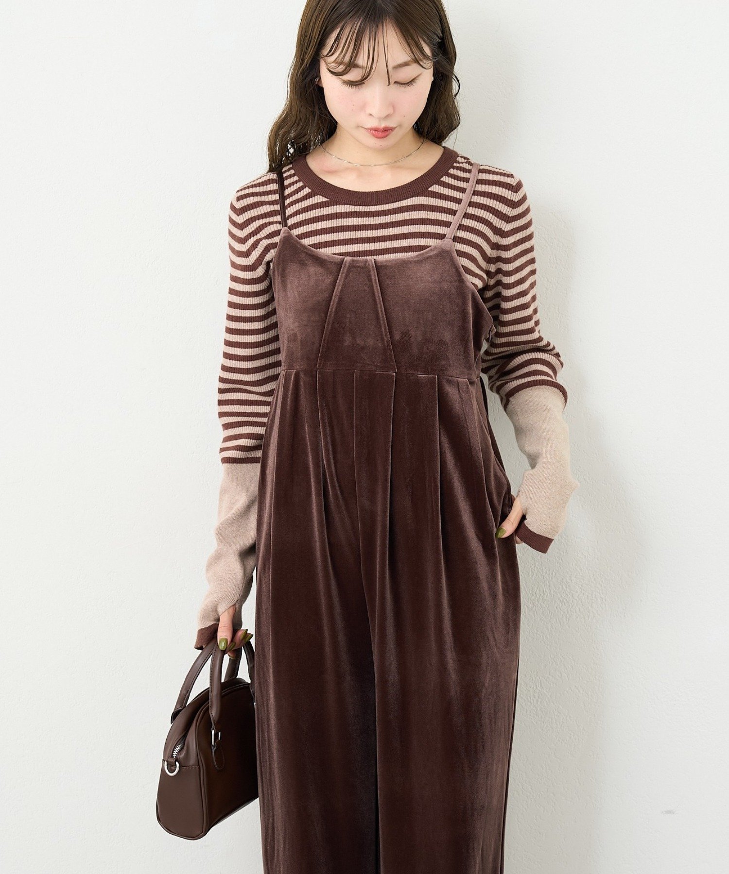 BRN | 【Kastane】B ベロアサロペット | PAL GROUP OUTLET