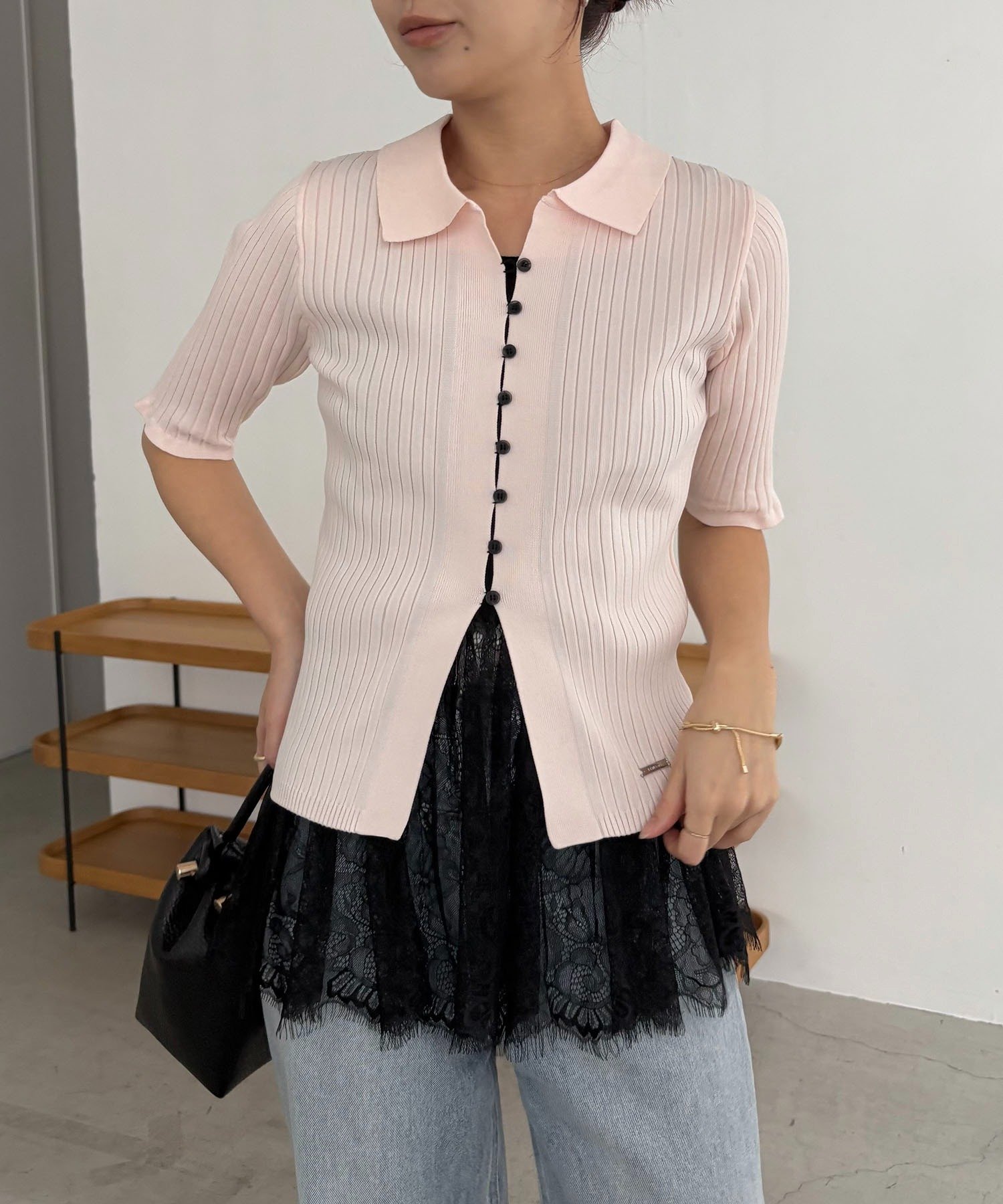PINK | 【CAPRICIEUX LE'MAGE】ハーフスリーブポロニット | PAL GROUP OUTLET