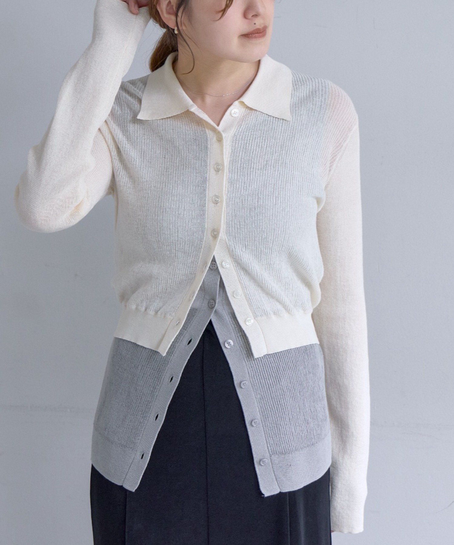 IVO×GRY | 【SHENERY】シアー襟付きニット&タンクSET | PAL GROUP OUTLET