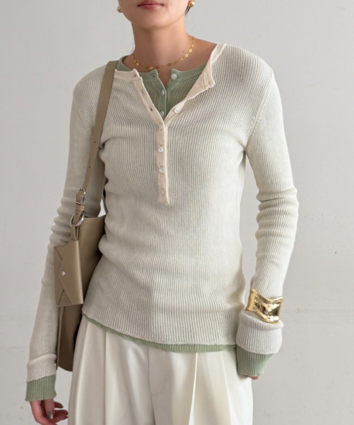 IVY | 【Loungedress】シアーリブヘンリーKN | PAL GROUP OUTLET