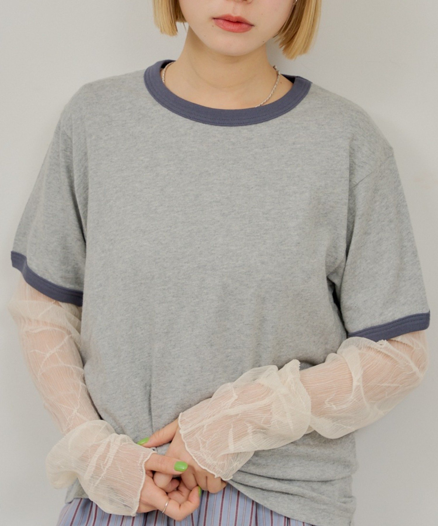 GRY/NVY | 【Kastane】RINGER T-SHIRT | PAL GROUP OUTLET