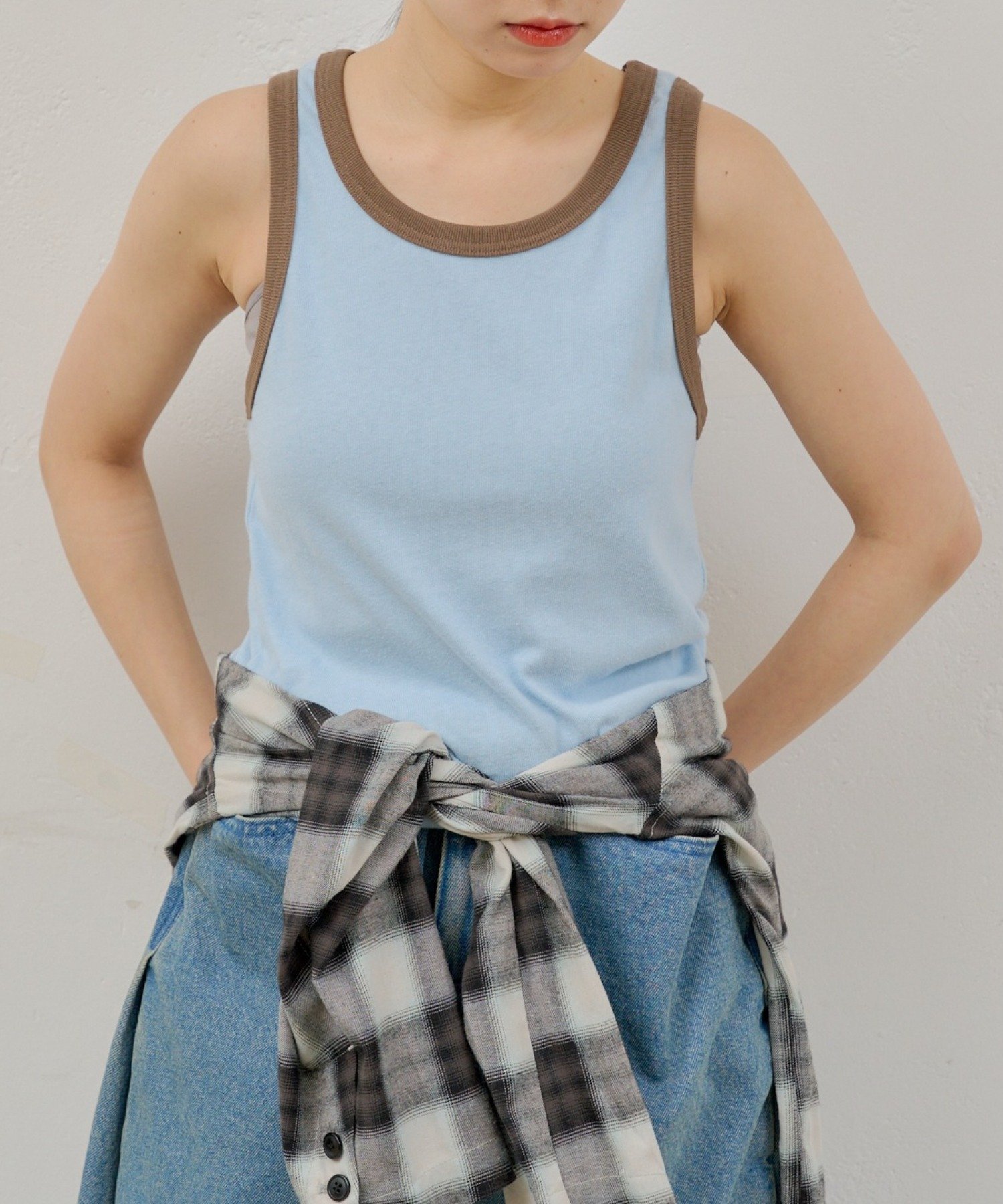 BLU/BRN | 【Kastane】RINGER TANK TOP | PAL GROUP OUTLET