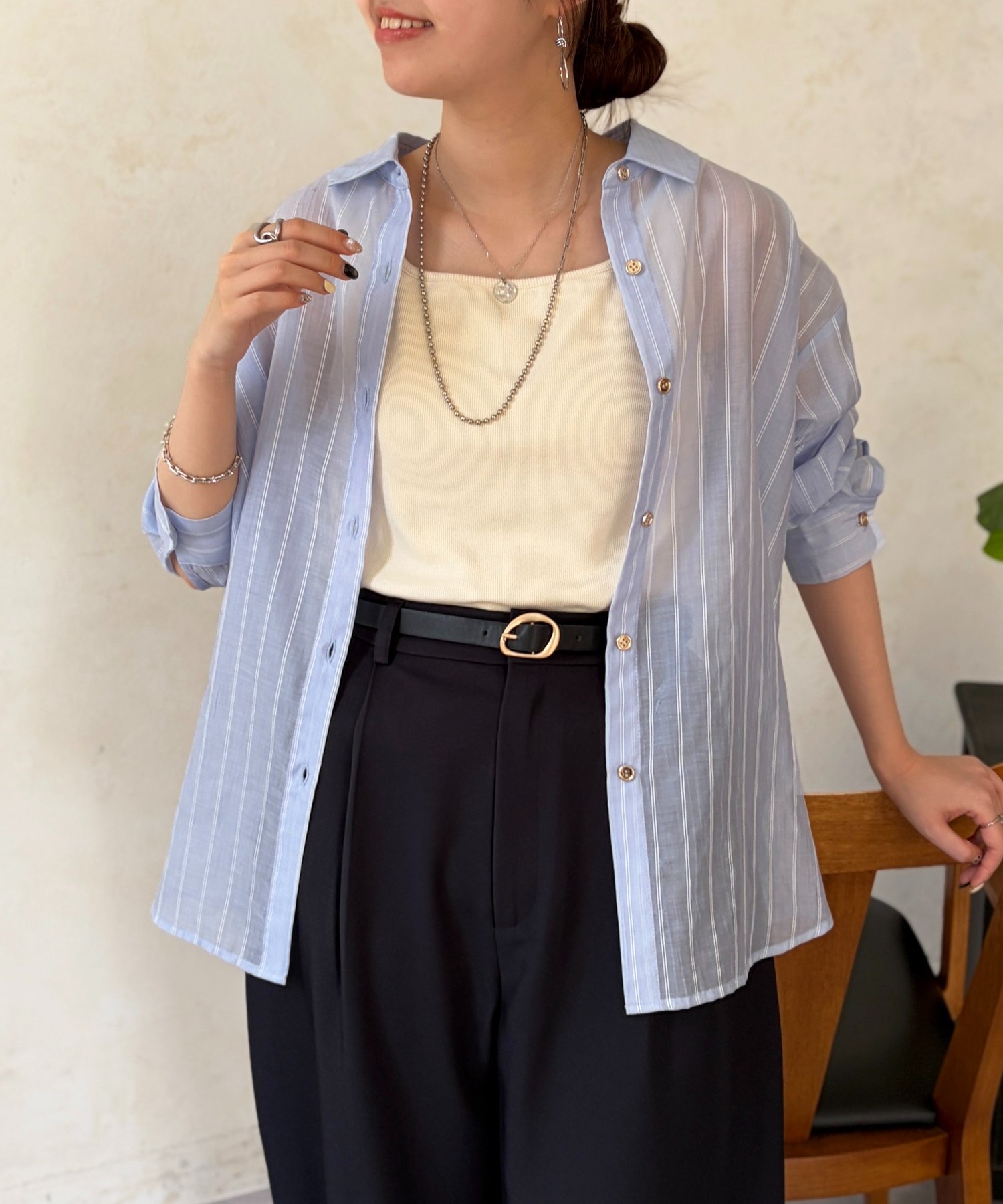 シアーストライプシャツ