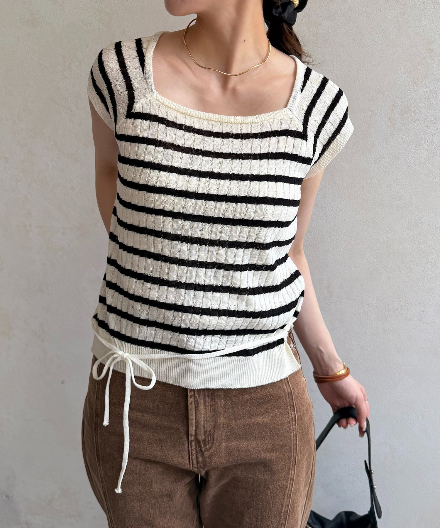 CAPRICIEUX LE'MAGE】ウェーブネックギャザーワンピース - Stock