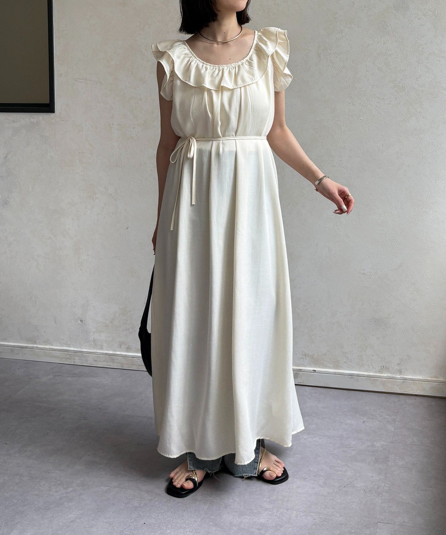 CAPRICIEUX LE'MAGE】ウェーブネックギャザーワンピース - Stock
