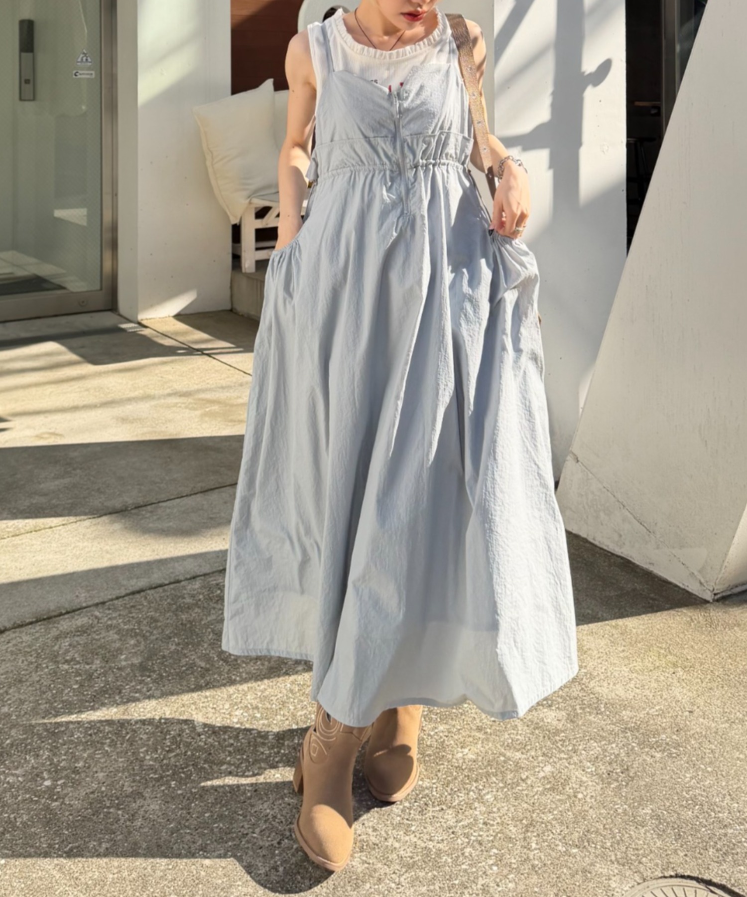 ナイロンドロストキャミワンピース