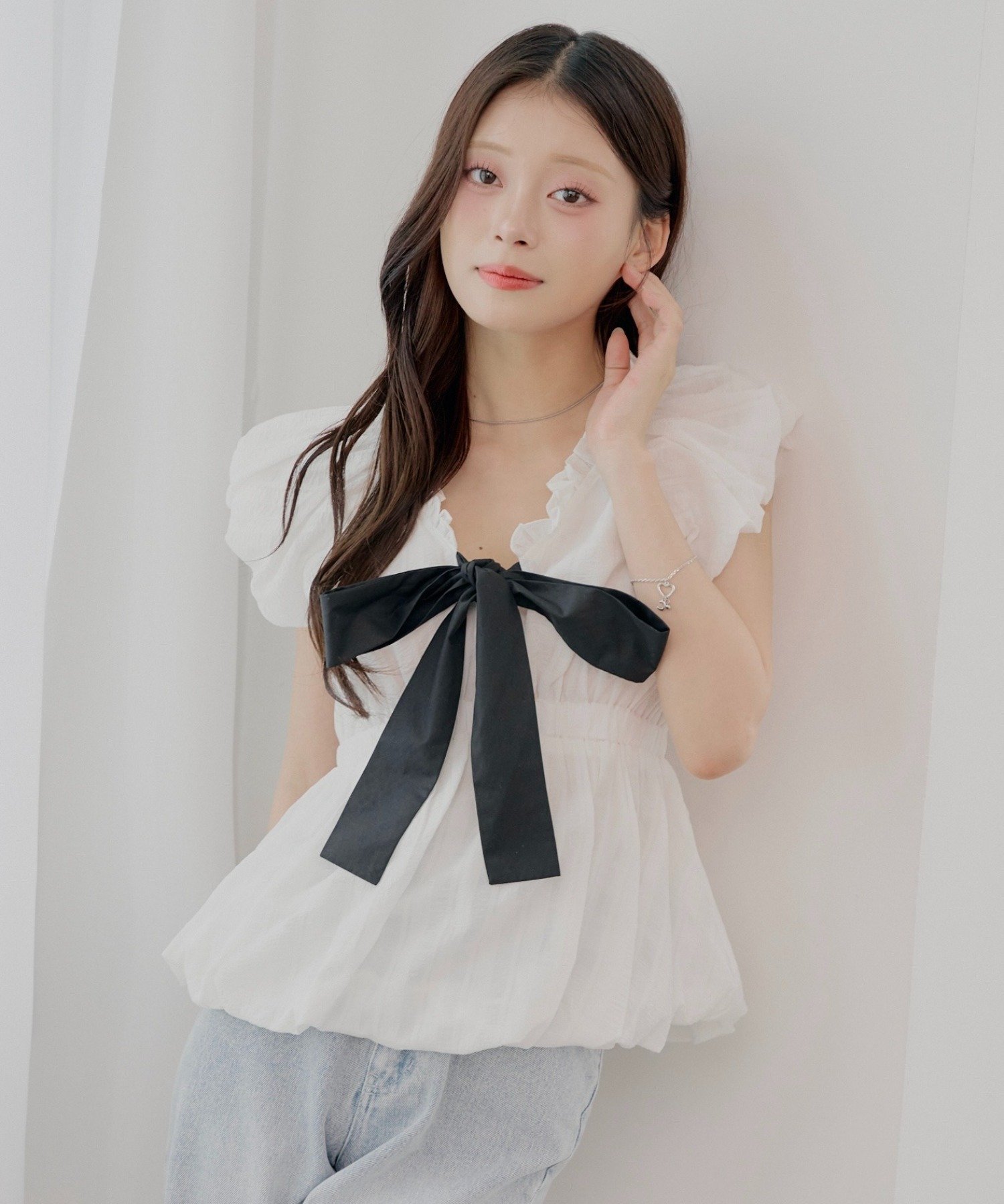 ♡定価以下♡新品♡タグ付き♡コーラル♡リボンペプラムブラウス♡ 1枚で